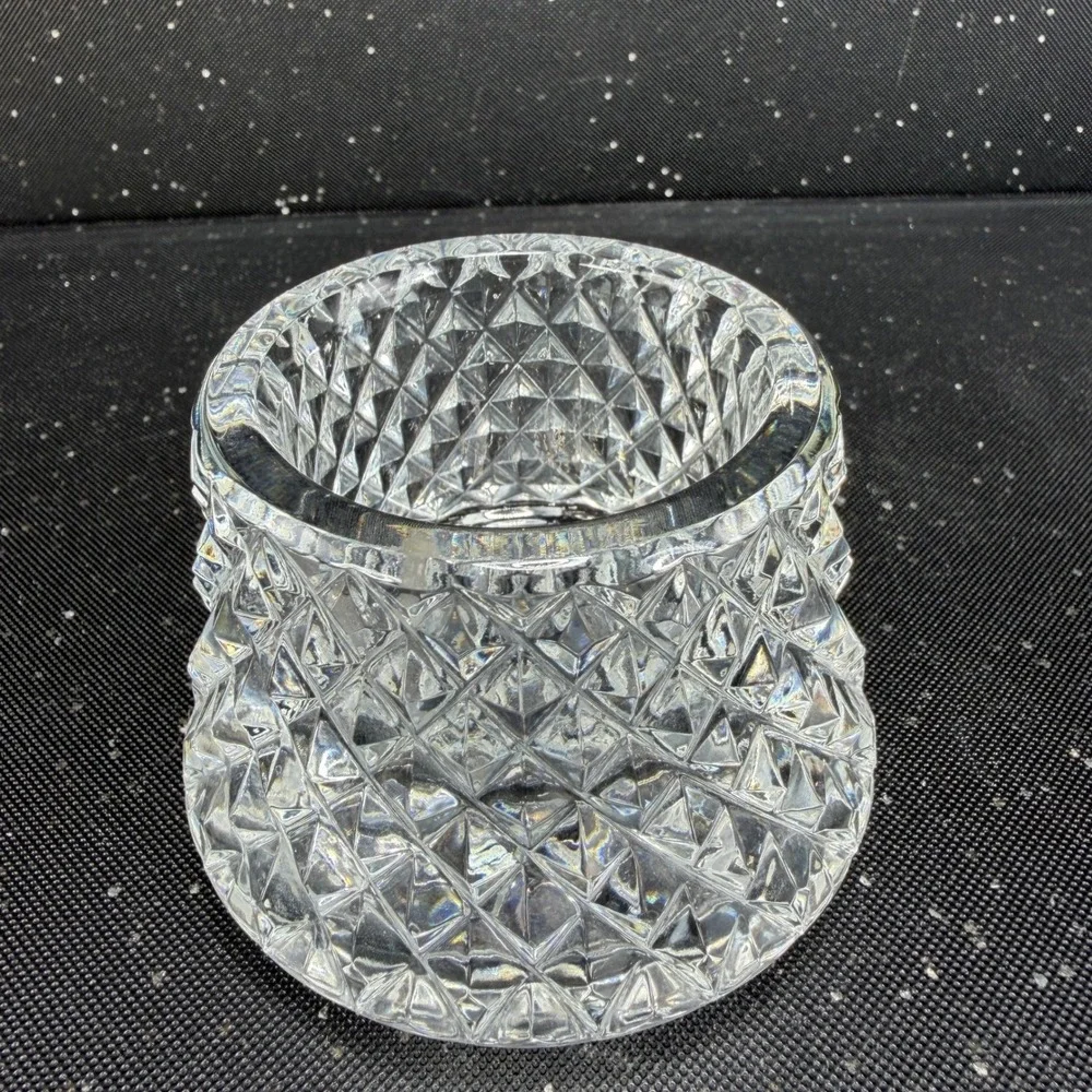 Waterford Crystal Alana Open Sugar Bowl Diamond Cut Glass Votive Holder Heavy